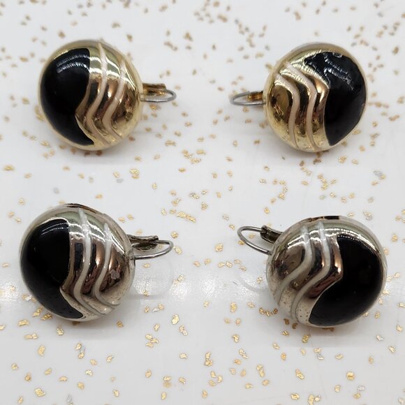 BFD-80's Metal and Enamel Bauble Earring Set - Picture 1 of 9